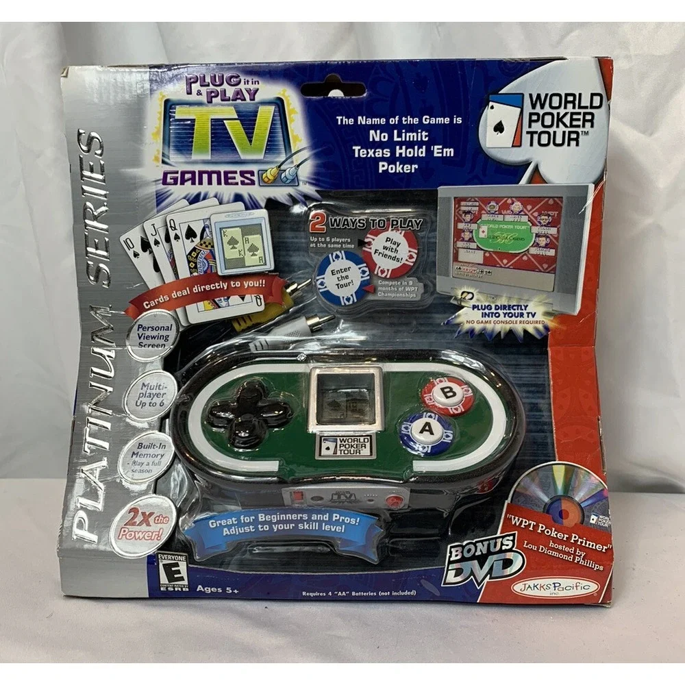 WORLD POKER SERIES TOUR‎ Plug & Play TV Game No limit Texas Hold Em Jakks NEW